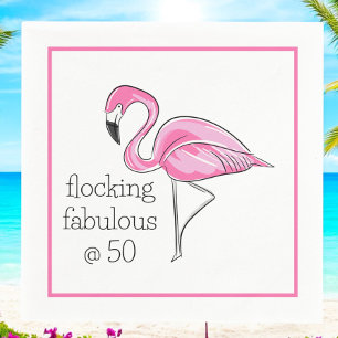 Flocking Fabulous at 50 Pink Flamingo Birthday Napkin