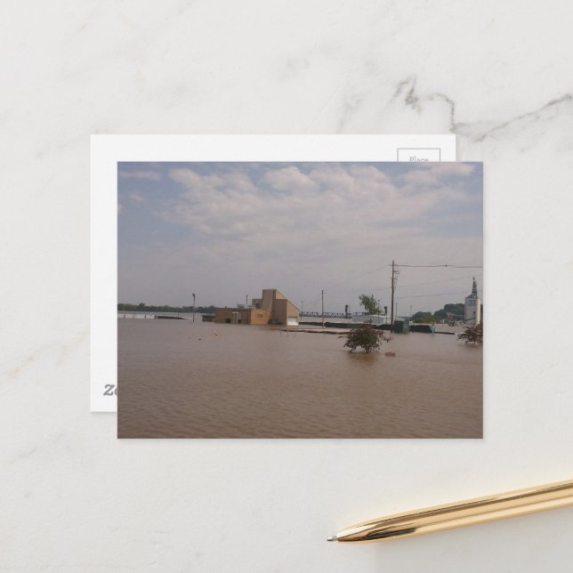 floodwaters in Burlington, Iowa 2019 Postcard (Front/Back In Situ)
