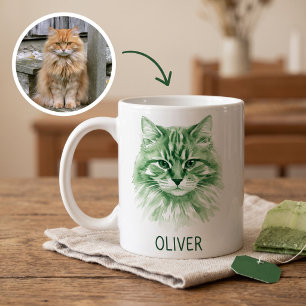 Floofkin Colourful Watercolor Pet Portrait Name Coffee Mug