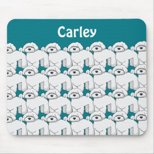 Floofy White Puppy Pattern Personalised Mouse Pad