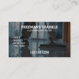 Floor Mopping in Modern Interior Cleaning Service Business Card