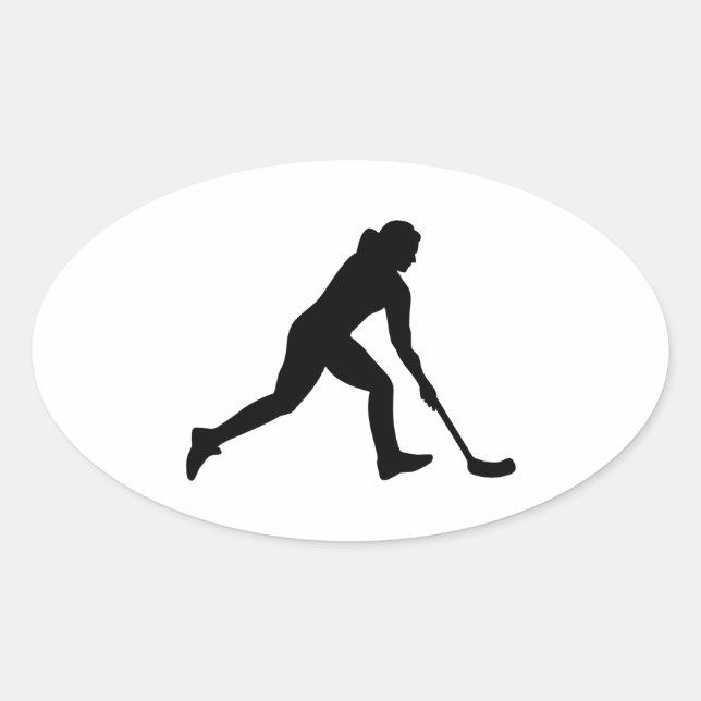 Floorball woman oval sticker (Front)