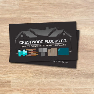 Flooring Contractor Tile Wood Stone Vinyl Carpet Business Card