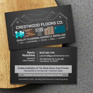 Flooring Contractor Tile Wood Stone Vinyl Carpet Business Card