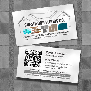 Flooring Contractor Tile Wood Stone Vinyl Carpet Business Card