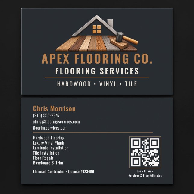 Flooring QR Code Professional Services Business Card (Creator Uploaded)