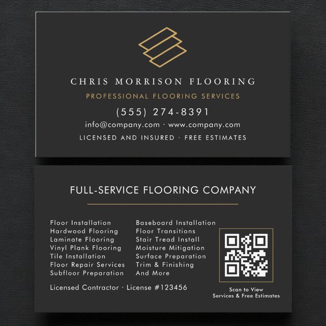 Flooring Services QR Code Business Card (Creator Uploaded)
