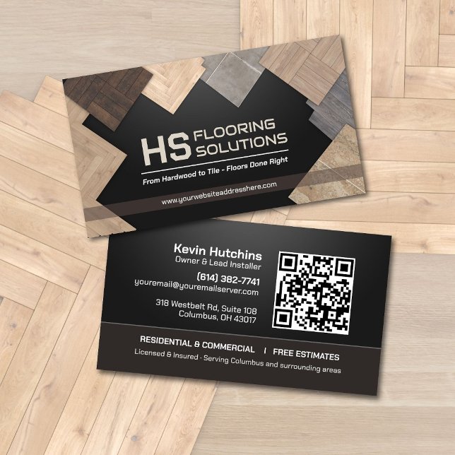 Flooring Solutions Tile Hardwood Stone Floors Business Card (Creator Uploaded)