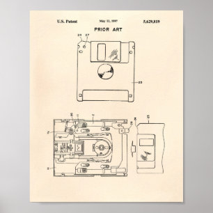 Floppy Disc 1997 Patent Art - Old Peper Poster