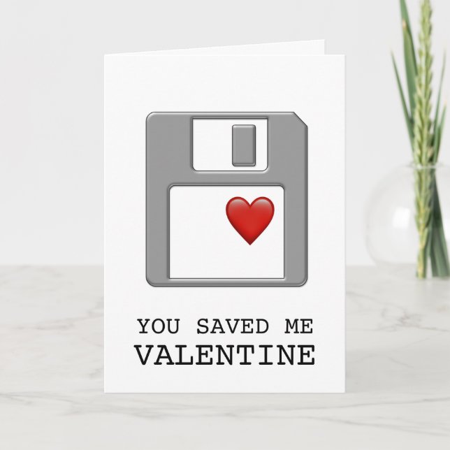 Floppy Disc Heart Valentine Computer Engineer Geek Holiday Card (Front)
