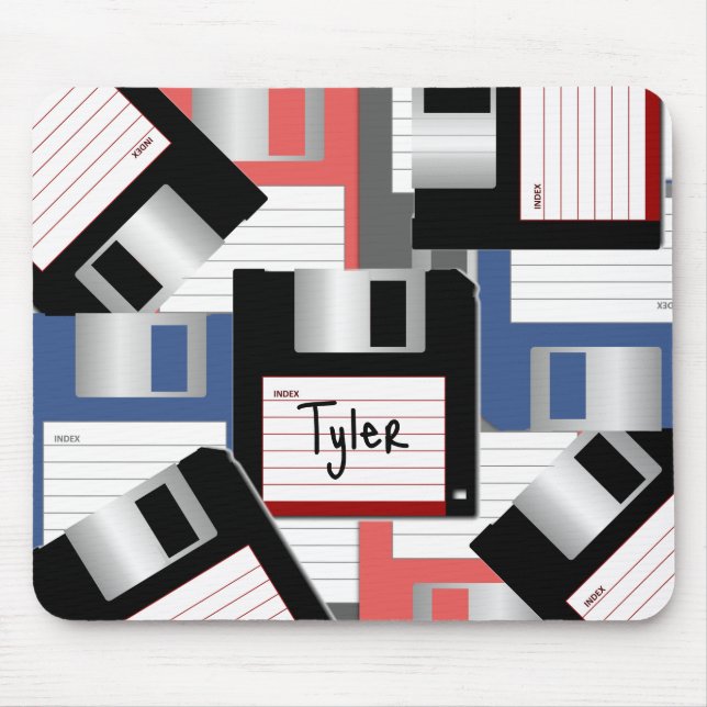 Floppy Disc Pile Computer Retro Personalised Desk  Mouse Pad (Front)