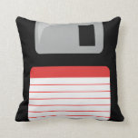 Floppy Disc Pillow - black, silver and red<br><div class="desc">"floppy disc", "floppy disc", floppy, disc, disc, computer, computers, geek, geeky, 90s, 1990s, 1990, ninties, computing, techie, nerd, nerdy, black, silver, red, lined, lines, storage, save, saved, saves, files, file, "living room", couch, sofa, "house warming", housewarming, present, gift, novelty, "novelty gifts", humour, funny, joke, gag, "gag gift", fun, humourous</div>
