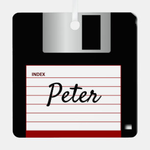 Floppy Disk Retro Computer Metal Square Ornament