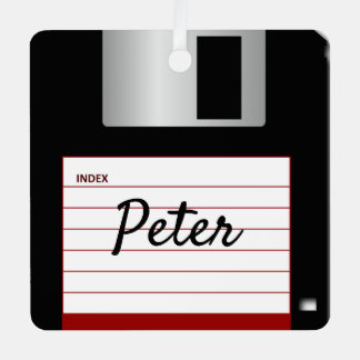 Floppy Disk Retro Computer Metal Square Ornament