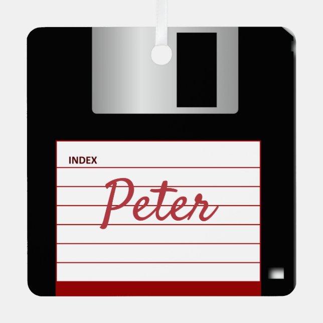 Floppy Disk Retro Computer Metal Square Ornament (Front)