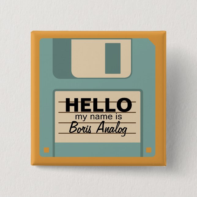 Floppy Diskette Personalised Name Badge (Front)