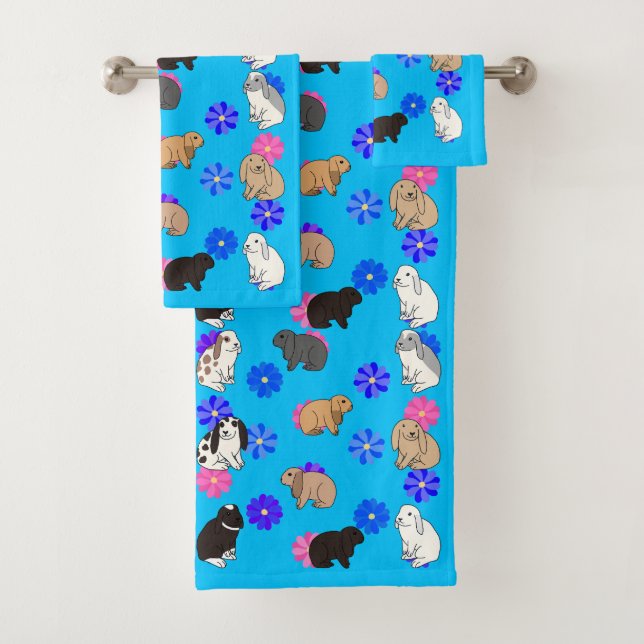 Floppy eared Rabbits Bath Towel Set (Insitu)
