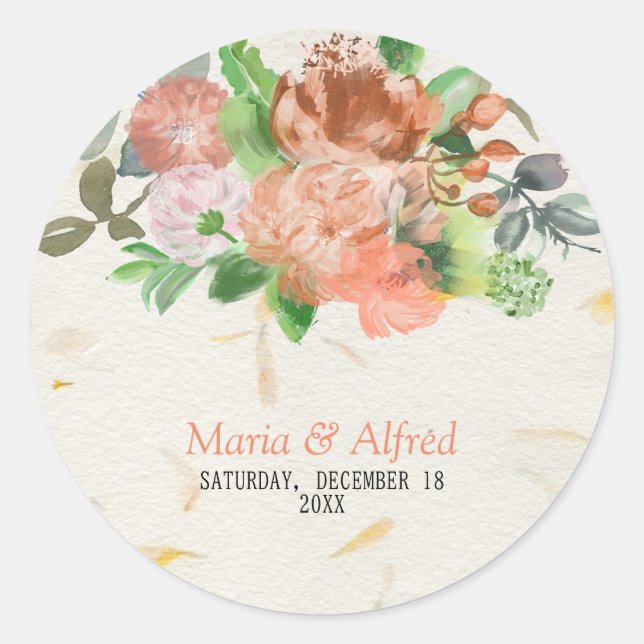 Flor elegance classic round sticker (Front)