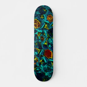 Flor virtual em azul gradiente, estilhaçada skateboard