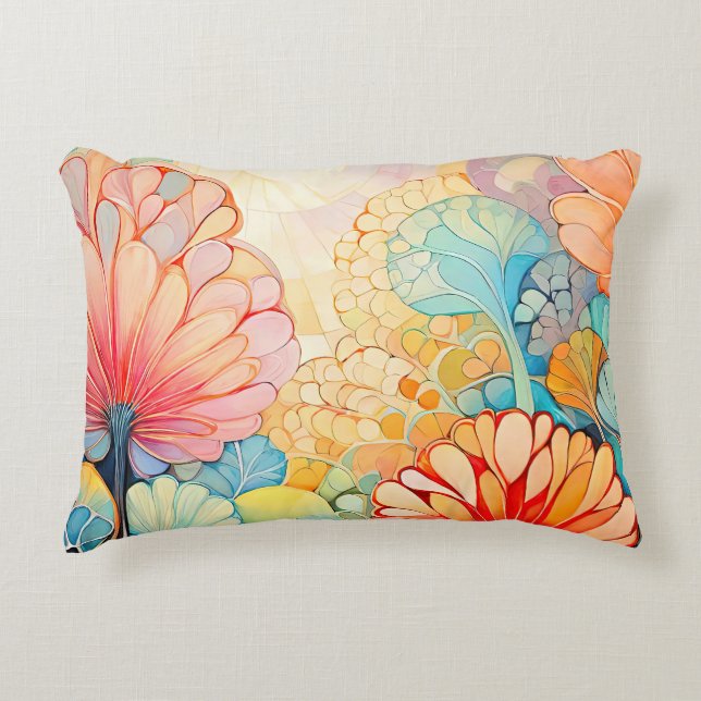Flora 5 Floral Pastel Accent Pillow (Front)