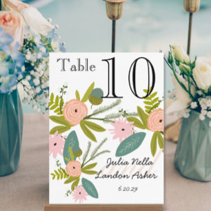 Flora and Fauna Peach and Mint Table Number Postcard