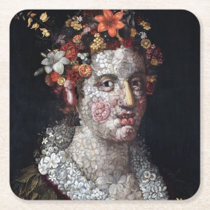 Flora, Arcimboldo Square Paper Coaster