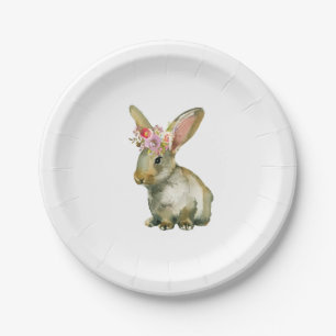 Flora Bunny Baby Shower Paper Plate