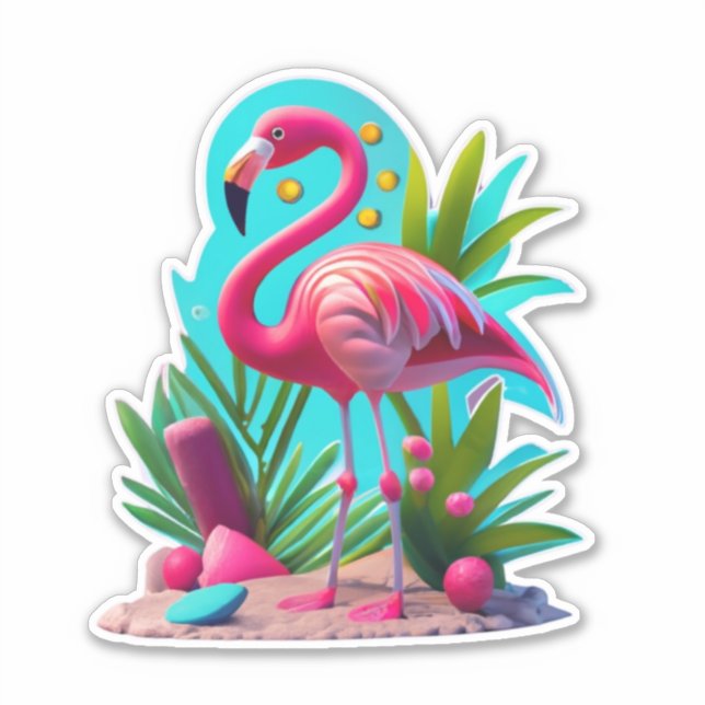 Flora Flamingo Classic Round Sticker (Front)