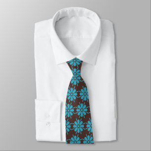 Flora Foulard Flower Brown & Turq Two-sided Tie