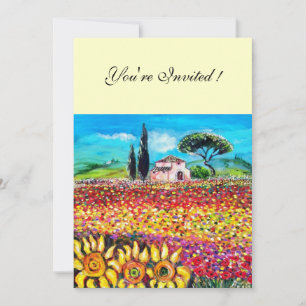 FLORA IN TUSCANY/ Fields ,Poppies and Sunflowers Invitation
