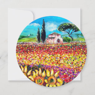 FLORA IN TUSCANY/ Fields ,Poppies and Sunflowers Invitation