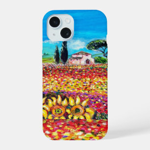 FLORA IN TUSCANY/ Fields ,Poppies and Sunflowers iPhone 15 Case