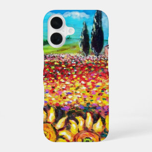 FLORA IN TUSCANY/ Fields ,Poppies and Sunflowers iPhone 16 Case