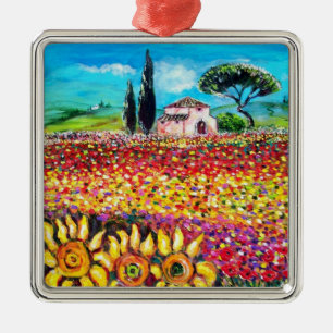 FLORA IN TUSCANY/ Fields ,Poppies and Sunflowers Metal Tree Decoration