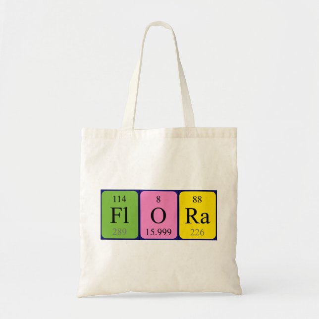 Flora periodic table name tote bag (Front)