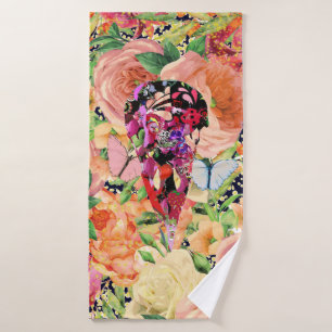 flora skull Design Bath Towel