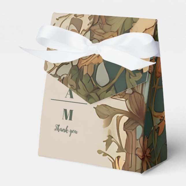 Flora Vintage Art Nouveau Wedding Favour Box (Front Side)