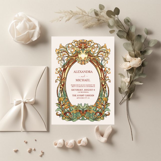 Flora Vintage Art Nouveau Wedding  Invitation (Creator Uploaded)