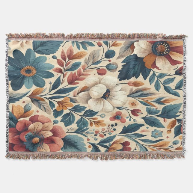 Flora warms Throw Blanket (Front)