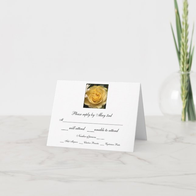 Flora Yellow Rose Wedding Reply Card (Front)