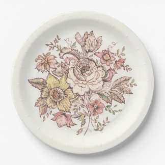 Floraison - pink paper plate