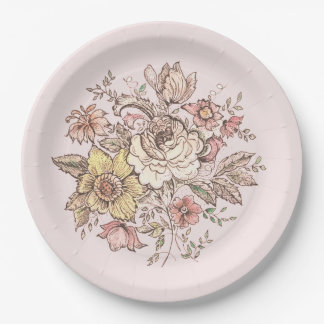 Floraison - pink paper plates