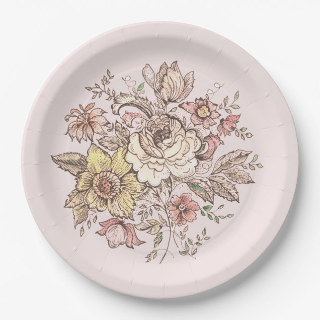 Floraison - pink paper plates (Front)