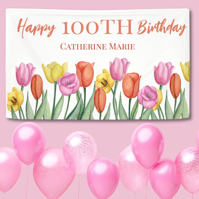 Floral 100th Birthday  Banner (Creator Uploaded)