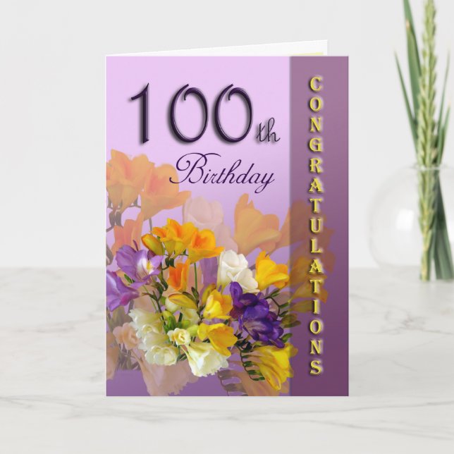 Floral 100th Birthday Congratulations Card (Front)