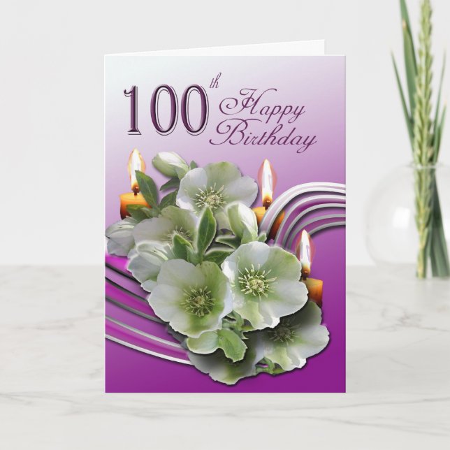 Floral 100th Birthday Congratulations Card (Front)