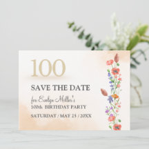 Floral 100th Birthday – Elegant Watercolor Design