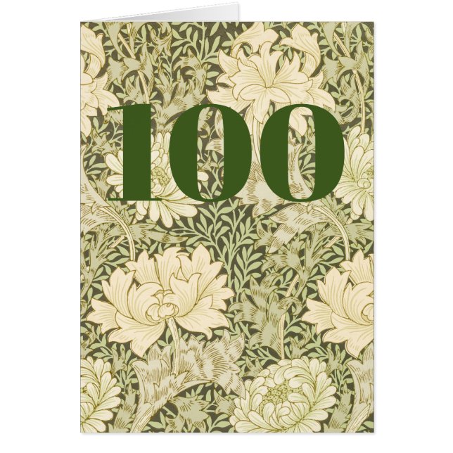 Floral 100th Birthday Folded Greeting Card (Front)