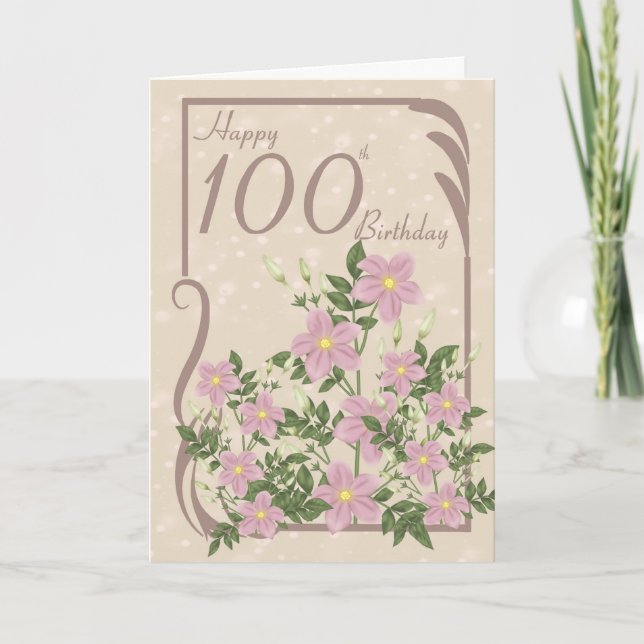Floral 100th Birthday Greeting Card (Front)