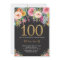 Floral 100th Birthday Invitation Gold Glitter